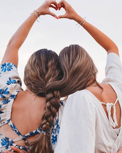 "Sisters" Gold & Pearl Shareable Hair Tie Bracelet Set
