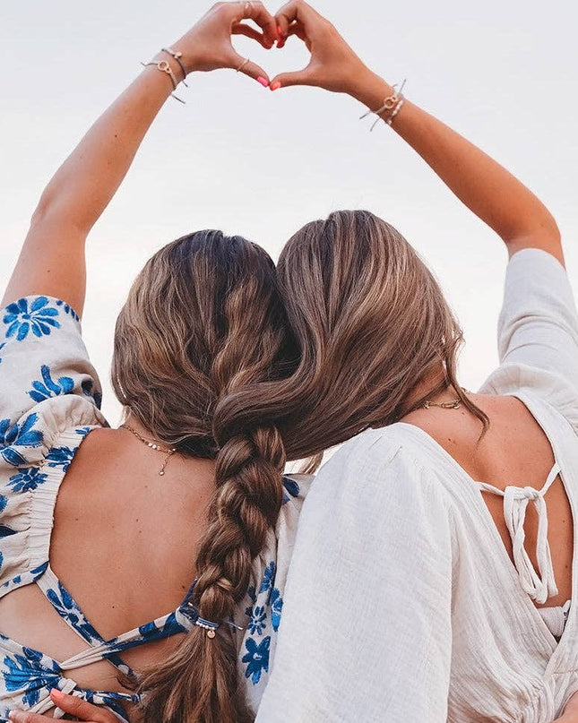 "Sisters" Gold & Pearl Shareable Hair Tie Bracelet Set