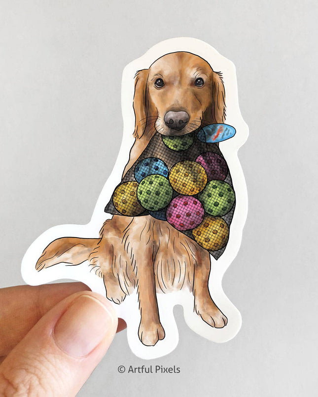 Golden Retriever Dog Pickleball Sticker 3.5"