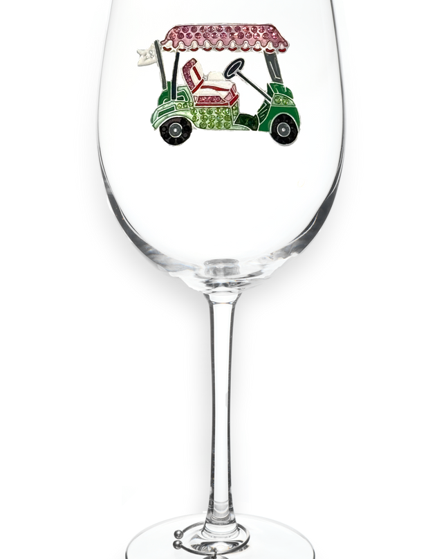 Golf Cart Stemmed Wine Glass
