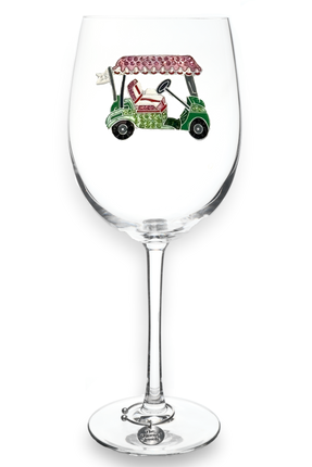 Golf Cart Stemmed Wine Glass