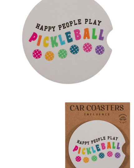 Sport Pickleball Round Pattern Ceramic Car Coaster