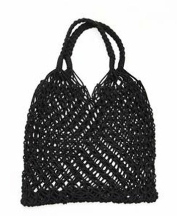 Christa Rope Crochet Shoulder Bag Jet Black 