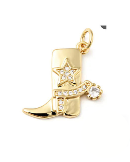Pavé Gold Cowboy Boot~ 14k Gold Plated Brass