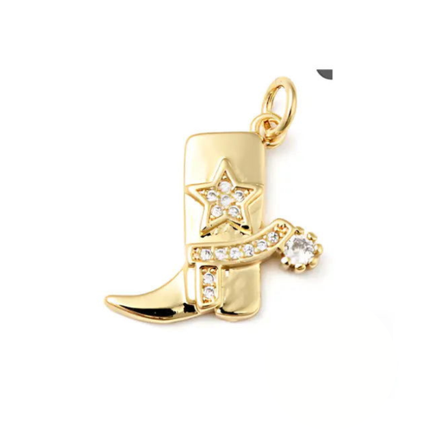 Pavé Gold Cowboy Boot~ 14k Gold Plated Brass