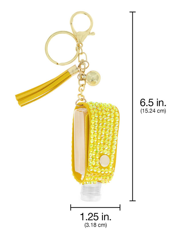Rhinestone Hand Sanitizer Holder w/ Pickleball Charm & Tassel Keychain