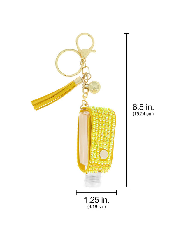 Rhinestone Hand Sanitizer Holder w/ Pickleball Charm & Tassel Keychain