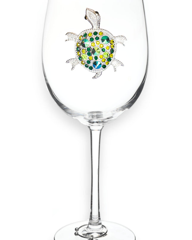 Sea Turtle Jeweled Stemmed Wine Glass
