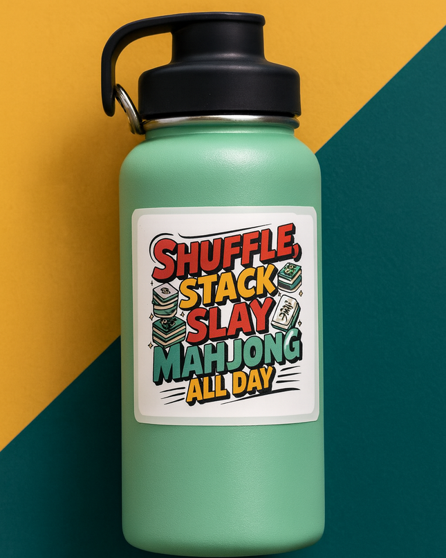 Shuffle, Stack, Slay – Mahjong All Day Square Sticker