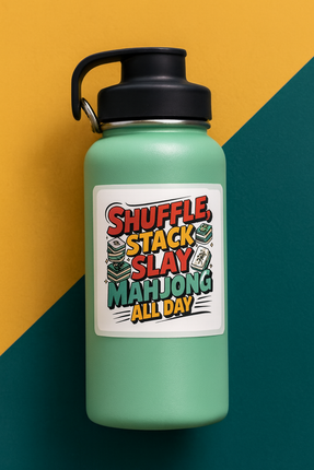 Shuffle, Stack, Slay – Mahjong All Day Square Sticker