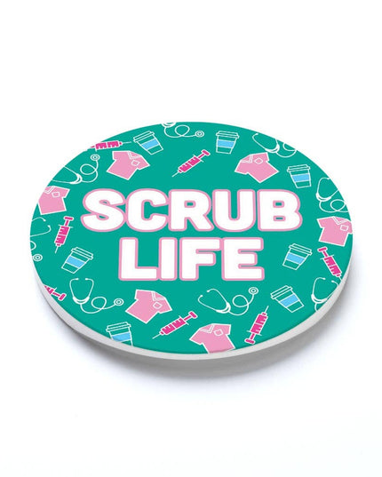 Car Coaster-Scrub Life Teal Icons