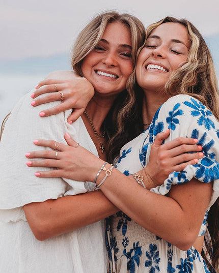 "Sisters" Gold & Pearl Shareable Hair Tie Bracelet Set