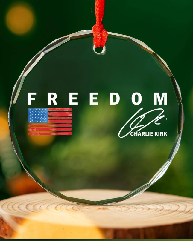 Freedom RIP Charlie Kirk 1993-2025 Glass Ornament, Speech