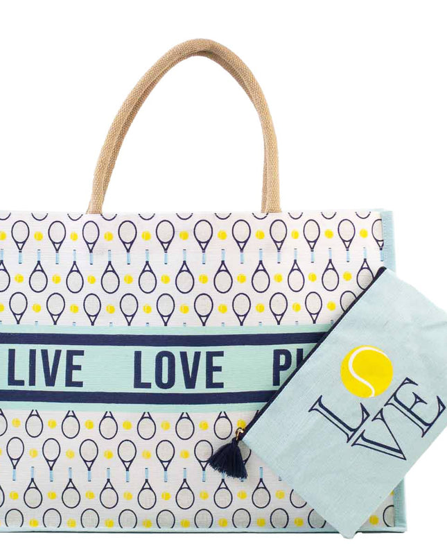 Tennis Love Juco Tote   Sky/Navy/White   19x14x7.5