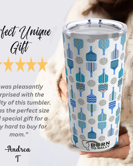 Pickleball 20oz Tumbler- Blue Paddles