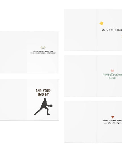 Best Pickleball Partner Greeting Card Variety Bundle Set (Pack of 5)