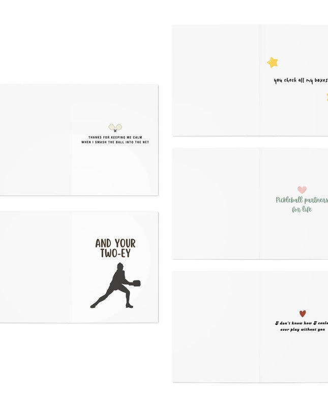 Best Pickleball Partner Greeting Card Variety Bundle Set (Pack of 5)
