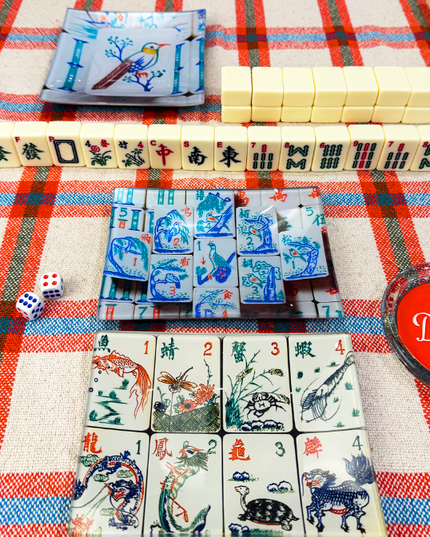 Mahjong #2 Decoupage Glass Tray