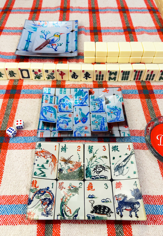Mahjong #1 Decoupage Glass Tray