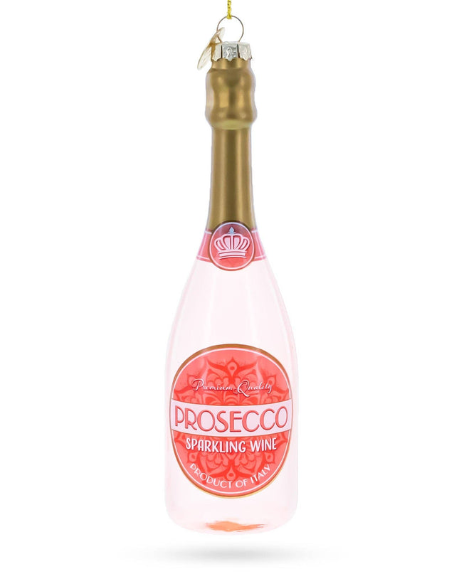 Sparkling Prosecco Bottle Glass Christmas Ornament