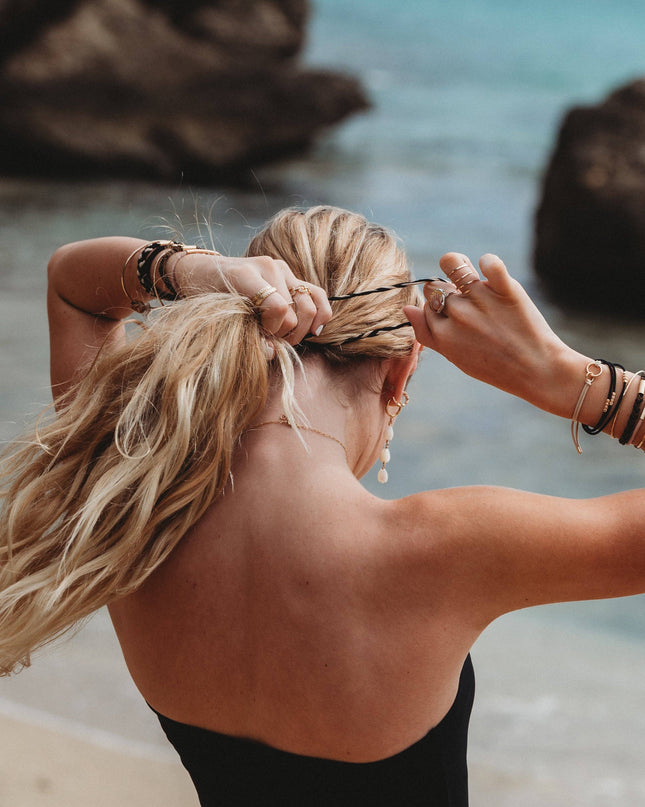 "Connect" Black & Cream with Gold Accent Hair Tie Bracelets