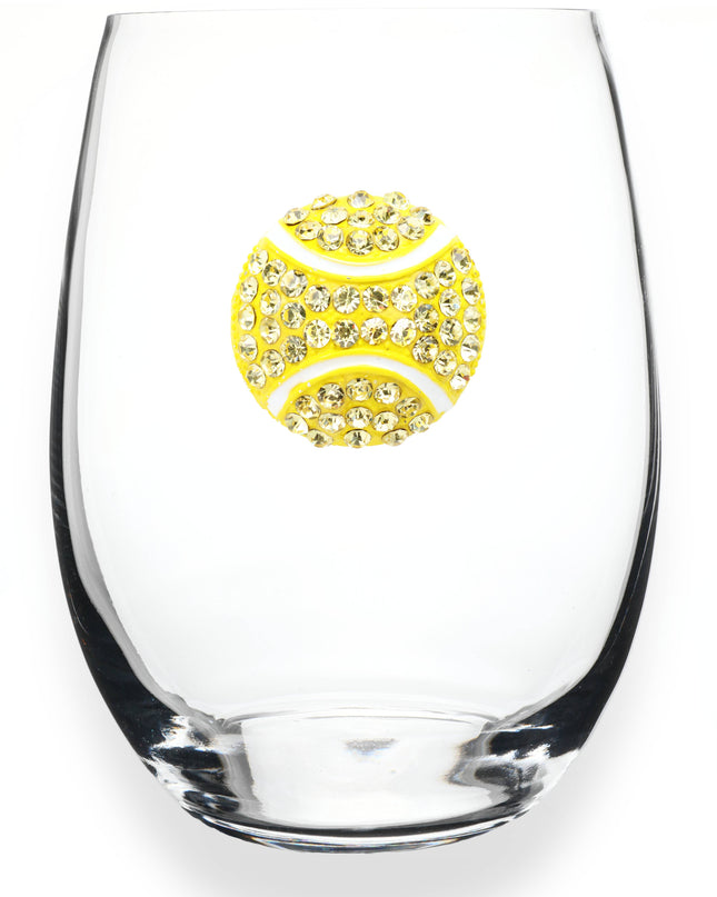 Tennis Ball Jeweled Stemless Wine Glass