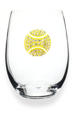 Tennis Ball Jeweled Stemless Wine Glass