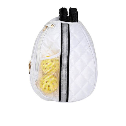 Pickleball Bag White w/ Black/Silver Stripe