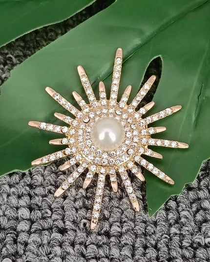 Cubic Zirconia Metal Sunflower Brooch