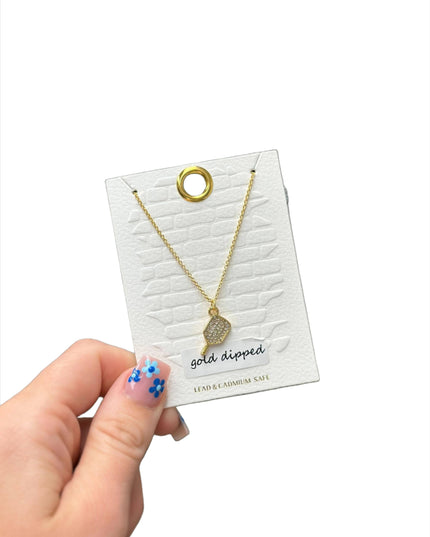 Glitzy Pickleball Pendant Necklace