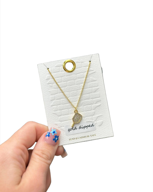 Glitzy Pickleball Pendant Necklace
