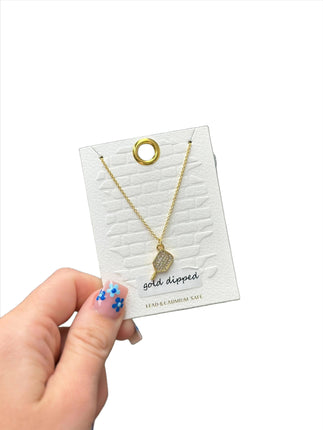 Glitzy Pickleball Pendant Necklace