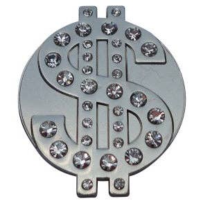Dollar Sign Ball Marker with Clear Crystals
