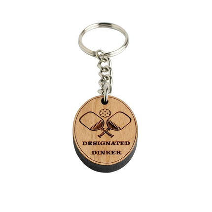 Designated Dinker Paddle Wood Keychain