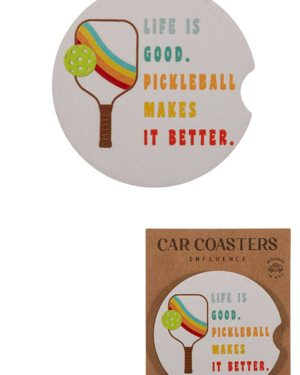 Sport Pickleball Round Pattern Ceramic Car Coaster