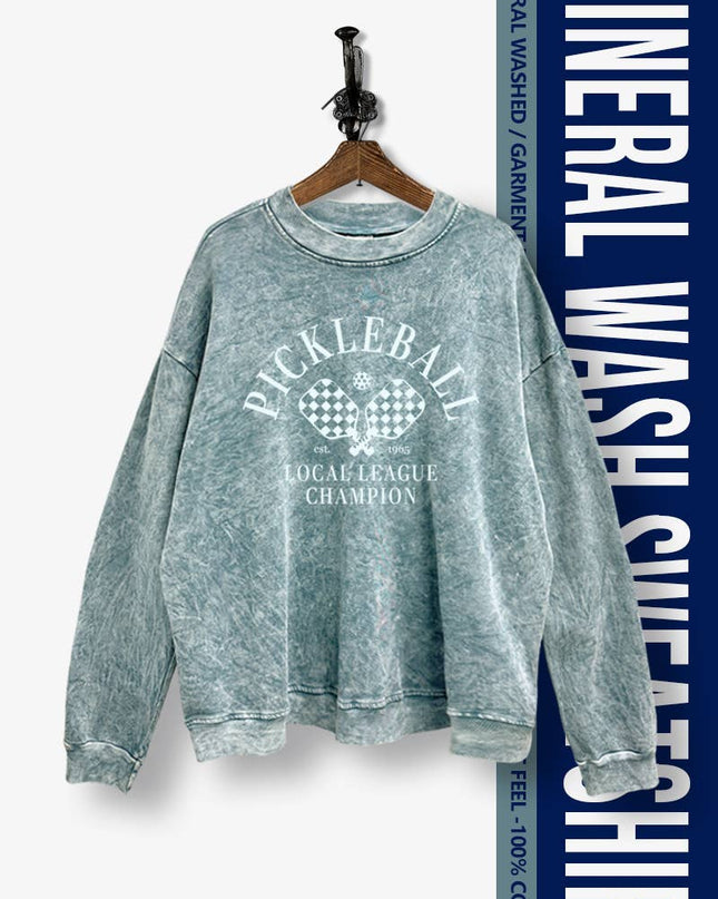 PICKLEBALL PRINT MINERAL WASH SWEATSHIRT BLUE