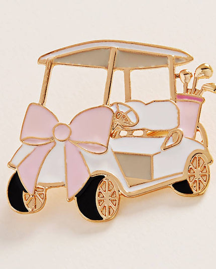 Enamel Bow Accent Gold Cat Pin Brooch