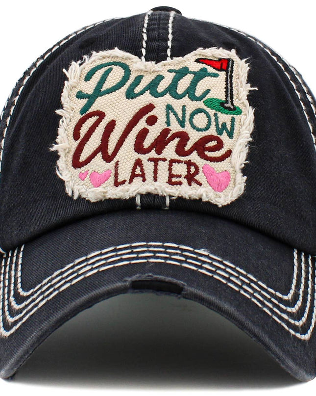 PUTT NOW WINE LATER WASHED VINTAGE BALLCAP