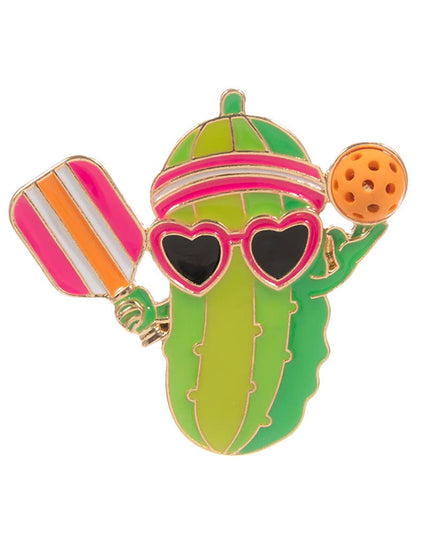 Enamel Funny Pickle Pickleball Player Pin Brooch