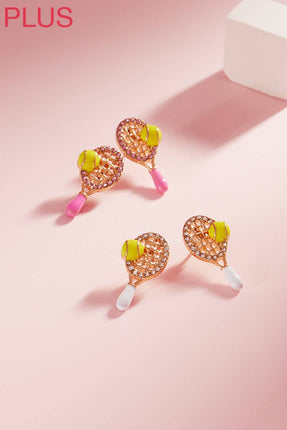 Tennis Enamel Rhinestone Post Earrings