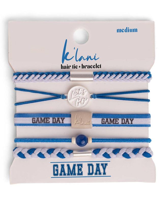 Game Day Blue/White Hair Tie Bracelets