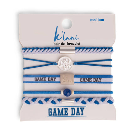 Game Day Blue/White Hair Tie Bracelets