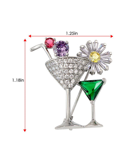 Copper Purple Cocktail Wine Cherry Glass Brooch Pin