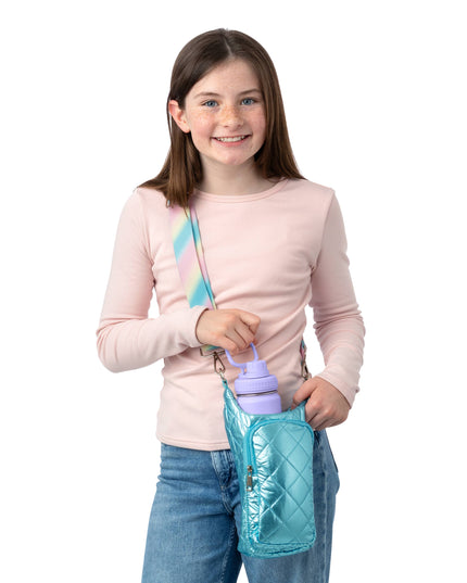 Black Water Bottle Bag Crossbody Hydro Puffer Tote