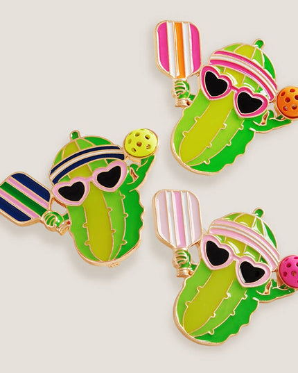 Enamel Funny Pickle Pickleball Player Pin Brooch