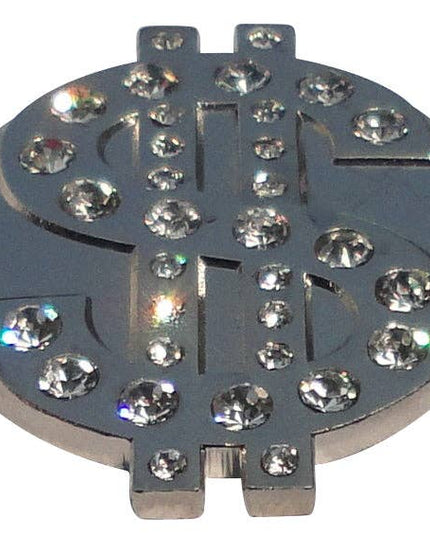 Dollar Sign Ball Marker with Clear Crystals