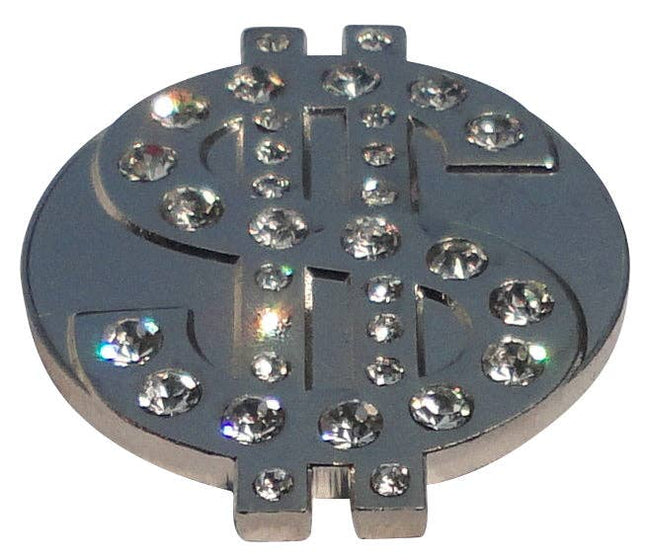 Dollar Sign Ball Marker with Clear Crystals