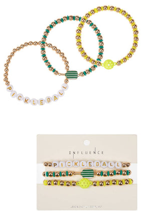 Pickleball Shaped 3 Set Stretch Bracelet