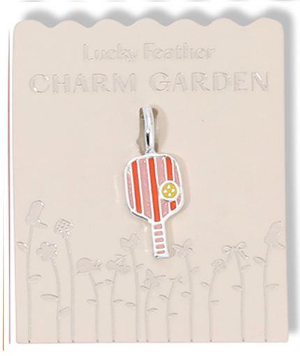 Silver Pickleball Paddle Charm