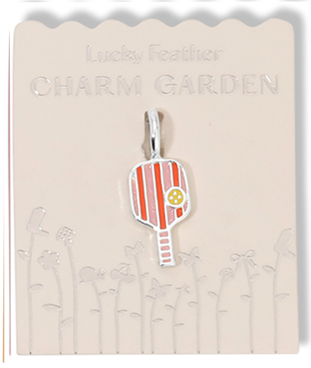 Silver Pickleball Paddle Charm